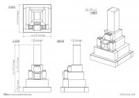 8寸角墓石　名古屋型DX8寸角　芝台付き
