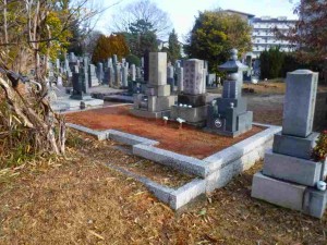 墓石 外画　間知石　据直し工事　前