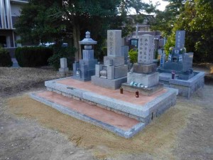 墓石外画　間知石　据直し工事　後